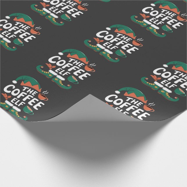 Coffee Elf Christmas Funny Caffeine Xmas Lovers   Wrapping Paper (Corner)