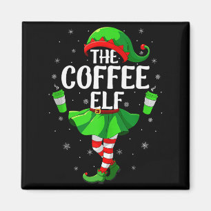 Coffee Elf Christmas Girls Women Elf Squad Xmas Fa Magnet