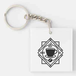 Coffee Emblem Keychain – Minimalist Café Logo