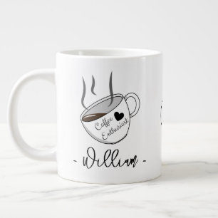 Coffee Enthusiast Gift for Lovers Custom Name Large Coffee Mug