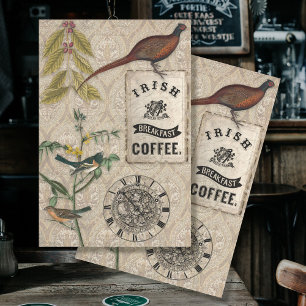 Coffee Ephemera Bird Pheasant Masculine Decoupage  Tissue Paper