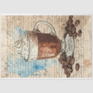 Coffee Ephemera Watercolor Collage Tissue Paper