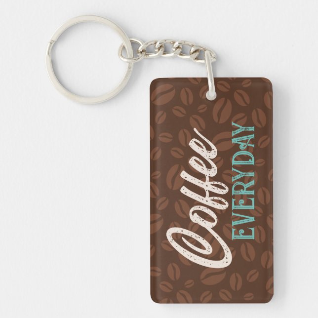 Coffee Everyday Brown Coffee Beans Keychain (Front)