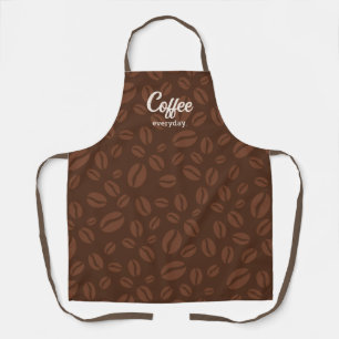 Coffee Everyday. Brown Coffee Beans Print Apron
