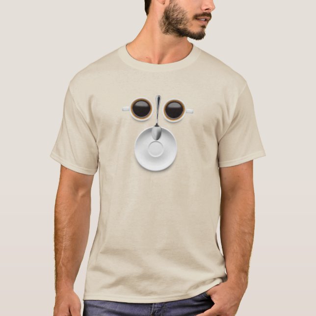 Coffee Face Two Cups of Coffee T-Shirt (Front)