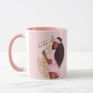 Coffee Faux Glitter Girl Hair Rose Pink   Mug