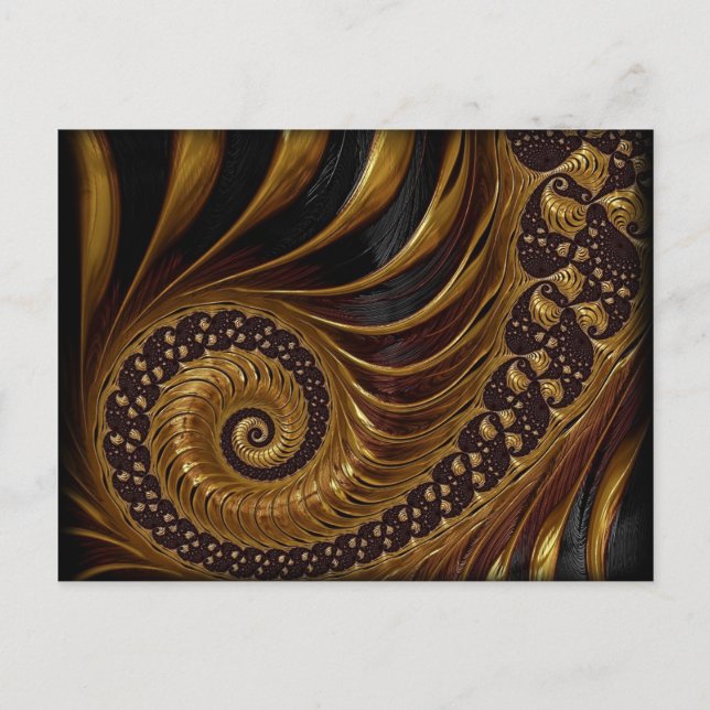coffee feathers fractal postcard (Front)