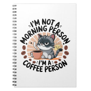 Coffee-First Attitude Fun Cat Design Notebook