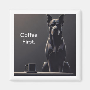 Coffee First Black Dog Magnet