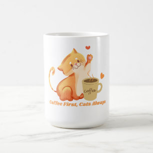 Coffee First, Cats Always Cute Cat Coffee Sticker Mug
