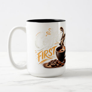 Coffee First Funny Coffee Lover Mug Morning Coff