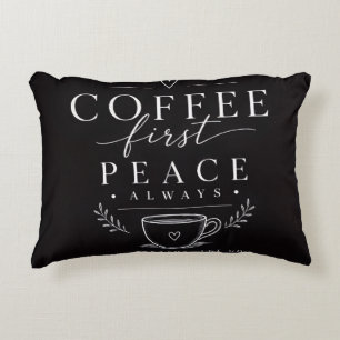 Coffee first peace decorative cushion