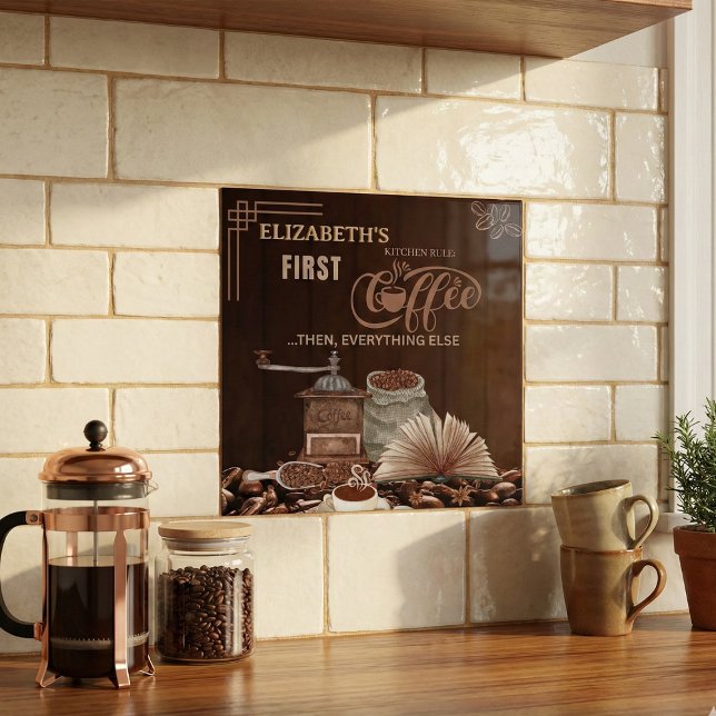 Coffee First Then Everything Else Kitchen Rule Tile (Creator Uploaded)
