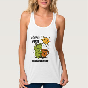 Coffee First Then Mountains Camping Forest Vibes Singlet