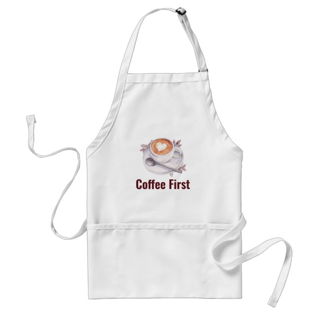 Coffee First Watercolor Latte Art Apron (Front)