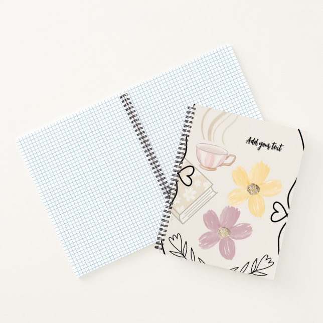 Coffee & Flowers Spiral Notebook for Book Lovers (Inside)
