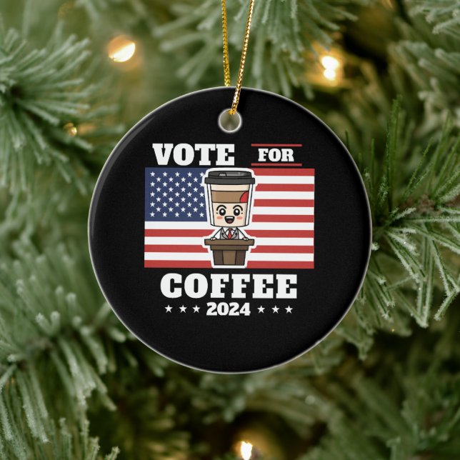 Coffee for president, vote for coffee ceramic tree decoration (Tree)
