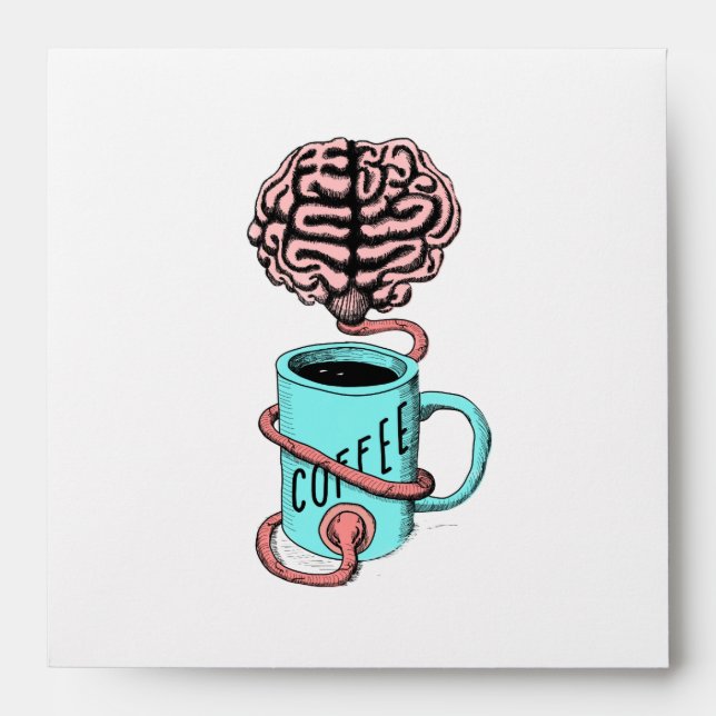 Coffee for the brain. Funny coffee illustration Envelopes (Front)