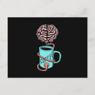 Coffee for the brain. Funny coffee illustration Postcard