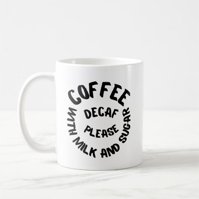 coffee free with milk and sugar mug (Left)