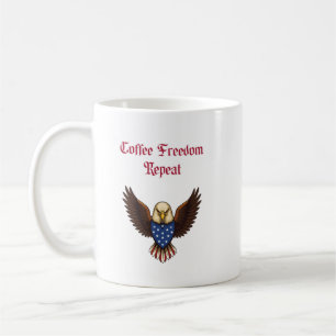 Coffee Freedom Repeat Patriotic Daily Grind Design Mug