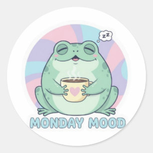 Coffee Frog Sticker Cute Frog Drinking Coffee Funn