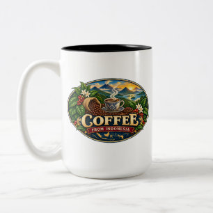 Coffee From Indonesia Vintage Two-Tone Mug