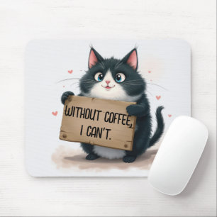 Coffee Fun Quote With Cartoon Cat Mouse Pad