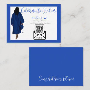 Coffee Fund Graduation QR Code Insert Card Blue