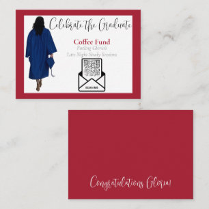 Coffee Fund Graduation QR Code Insert Card Red