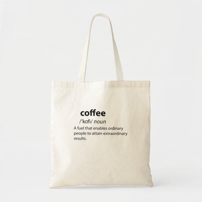 Coffee Funny Dictionary Definition Tote Bag (Front)