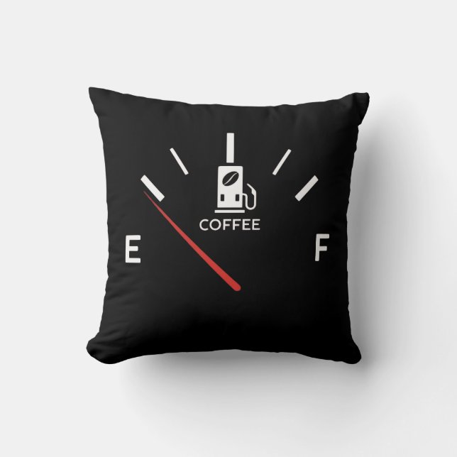Coffee Gauge Throw Pillow – Fun Fuel for Coffee Lo (Front)
