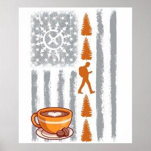 coffee geocoaching- Vintage USA American Flag for Poster