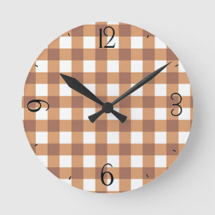 Coffee Gingham Clock