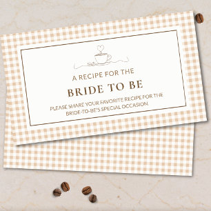 Coffee Gingham Recipe For Bride Love is Brewing Enclosure Card