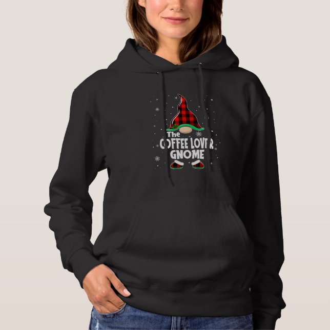 Coffee Gnome Buffalo Plaid Matching Family Christm Hoodie (Front)