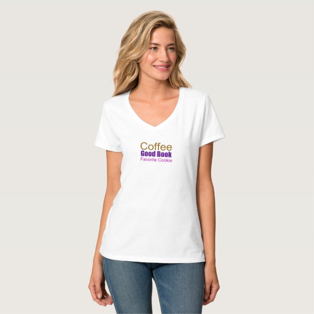 Coffee Good Book And Cookie T-Shirt (Front Full)