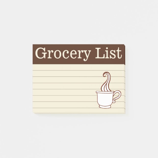 Coffee Grocery Shopping List Post It Notes Gift (Front)