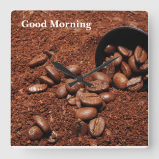Coffee Grounds Roasted Beans Business Card Square Wall Clock