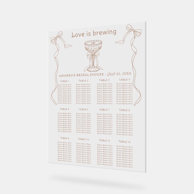 Coffee Hand Drawn Bridal shower seating chart (Angle)