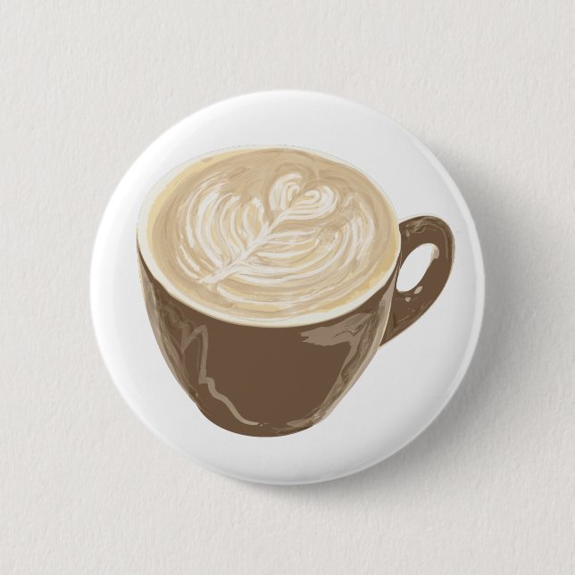 coffee heart art 6 cm round badge (Front)
