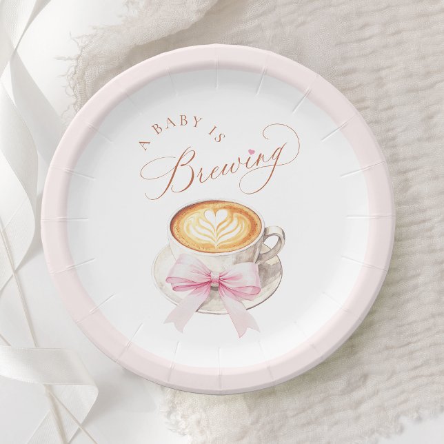 Coffee Heart Latte Baby Shower Paper Plate (Creator Uploaded)