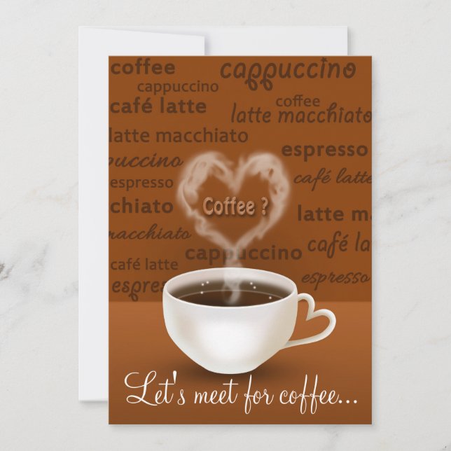 Coffee? Heart Shaped Smoke Invitation (Front)