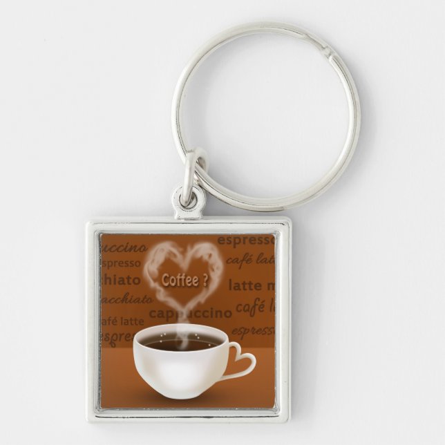 Coffee? Heart Shaped Smoke Key Ring (Front)