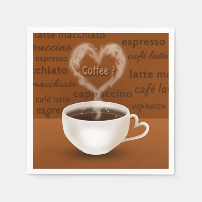 Coffee? Heart Shaped Smoke Napkin (Front)