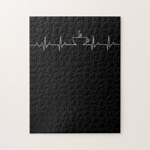 Coffee Heartbeat Funny Heartbeat Lover TShirt Jigsaw Puzzle