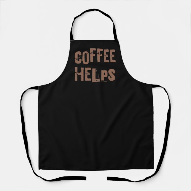 coffee helps funny retro typography cafe saying apron (Front)