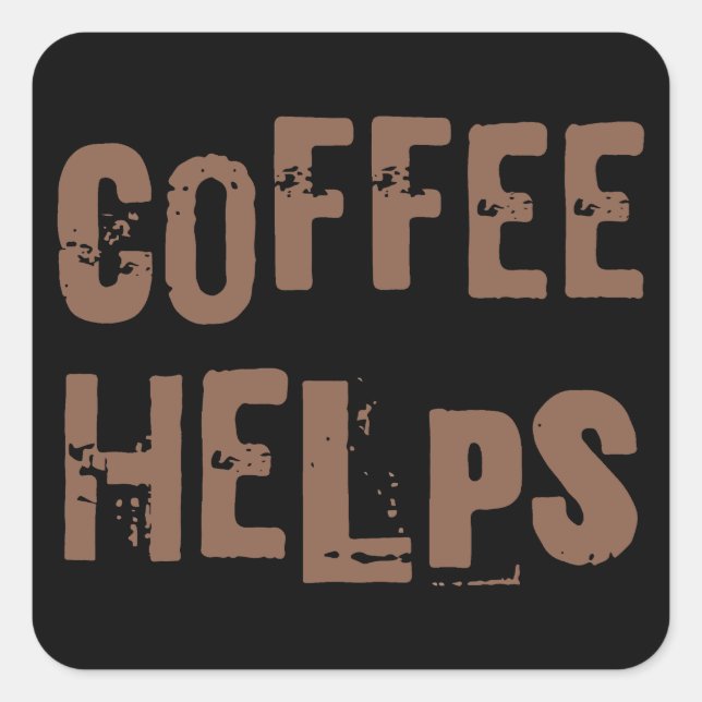 coffee helps funny retro typography cafe saying square sticker (Front)