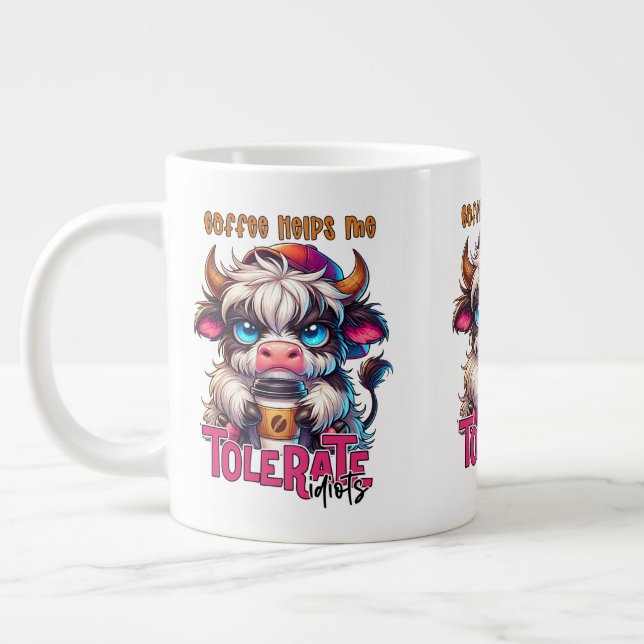 Coffee Helps Me Tolerate Idiots  Large Coffee Mug (Left)