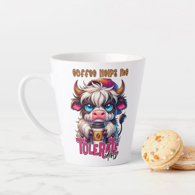 Coffee Helps Me Tolerate Idiots  Latte Mug (In Situ)